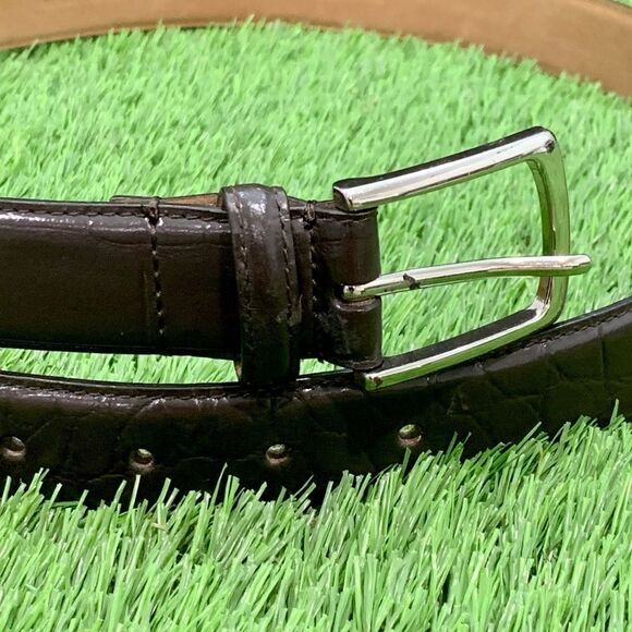 Cole Haan Dark Brown Alligator Embossed Belt. 38 - Picture 3 of 9